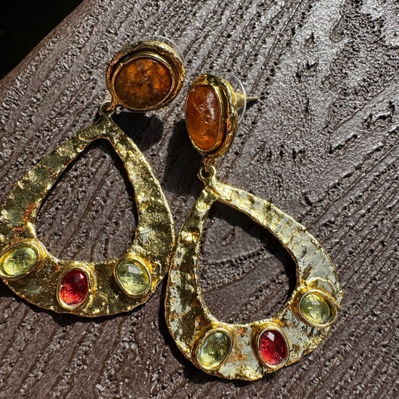 Radiant Citrine and Multicolor Gemstone Earrings - Picture 5 of 6